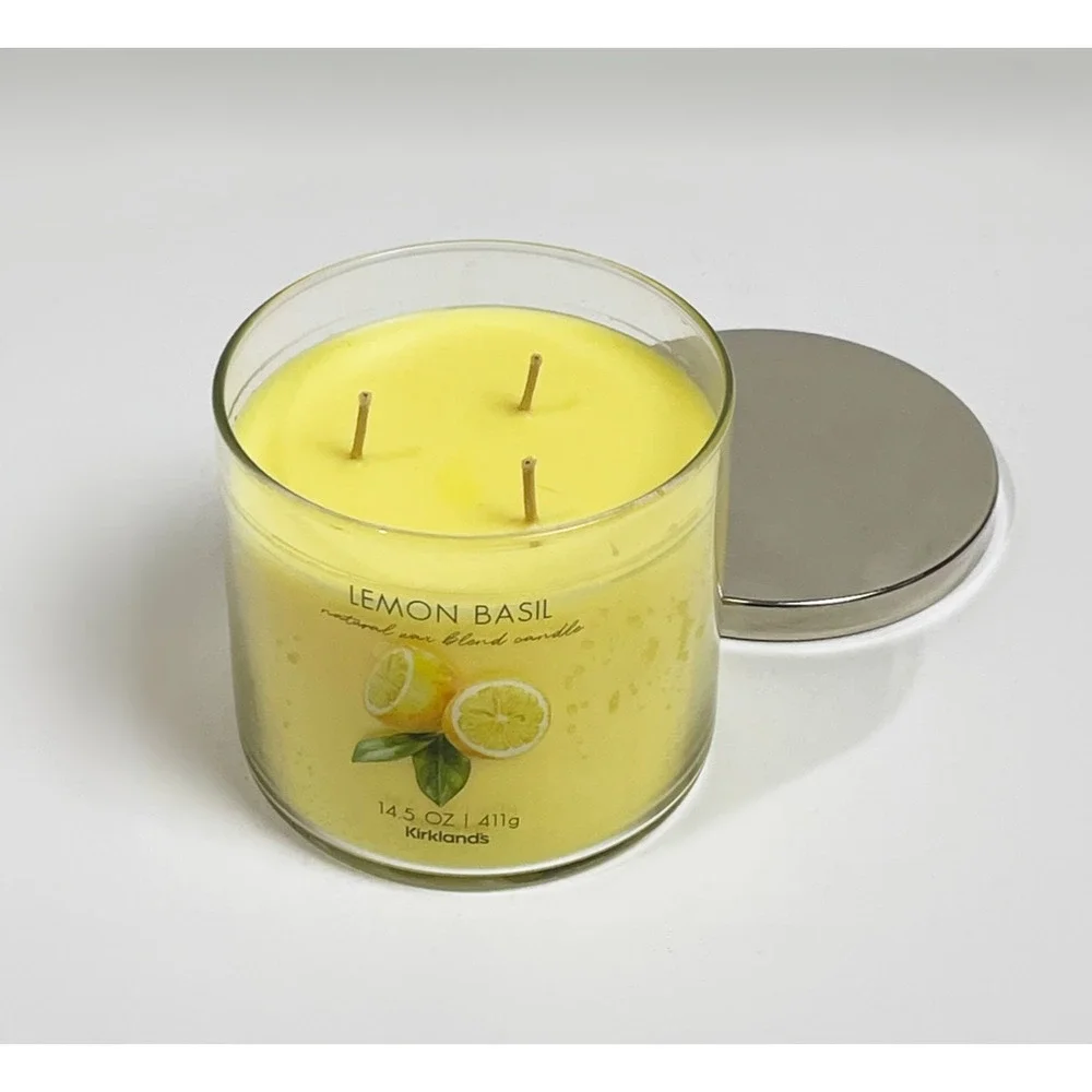 Kirkland's Lemon Basil 3 Wick Candle 14.5 oz